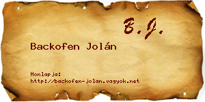 Backofen Jolán névjegykártya